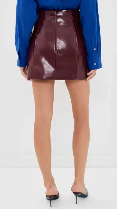 Aknvas Cherry Faux Leather Skirt Burgundy | Thumbnail 3 Aknvas Cherry Faux Leather Skirt Burgundy | Thumbnail 3