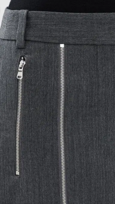Tibi Gossamer Wool Melange Zip Midi Trouser Skirt Heather Grey | Thumbnail 6