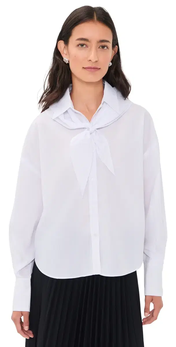 Another Girl Boxy Shirt with Neck carf White