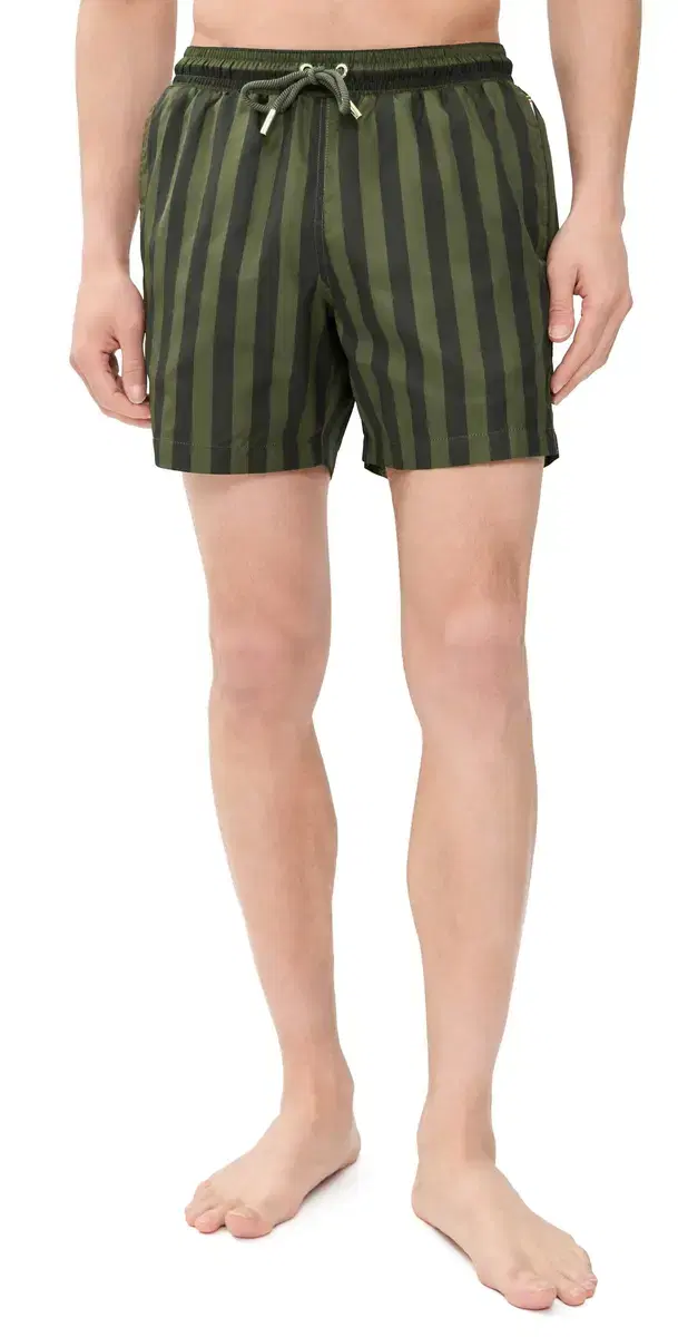 Orlebar Brown Boxer III Bold Stripe Swim Trunks 5.5 Bayleaf/Herbal Green Stripe