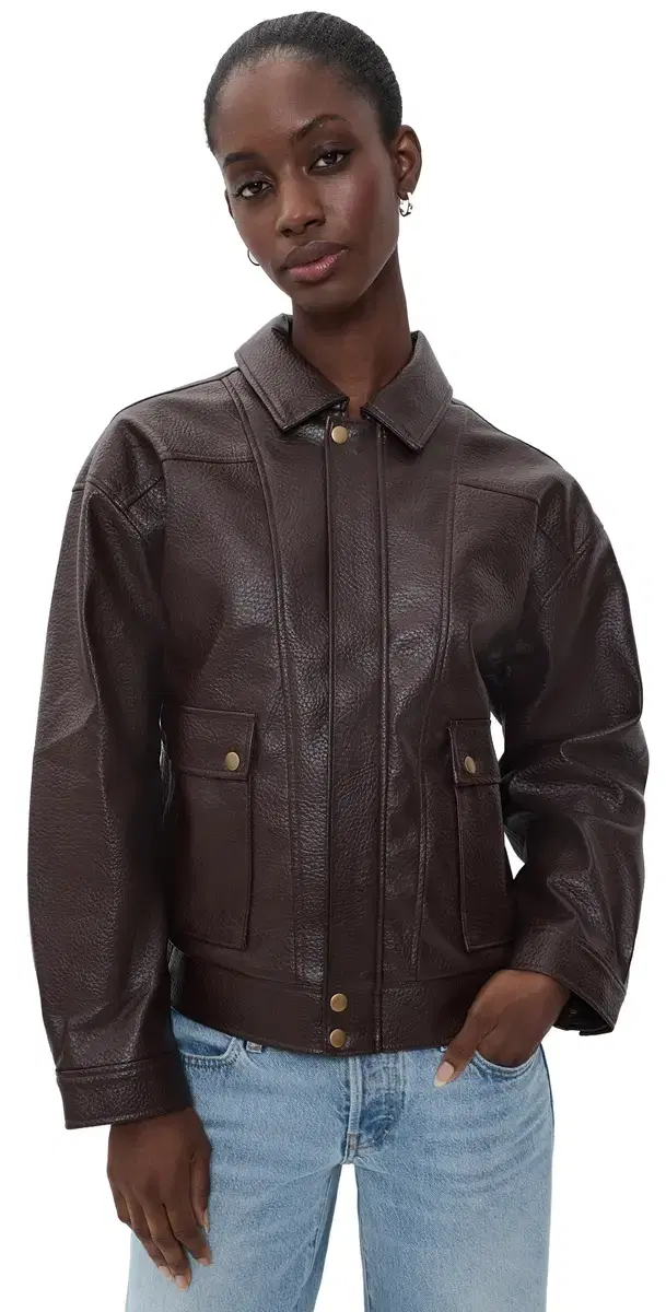 PAIGE Ashland Faux eather Jacket Dark Brown