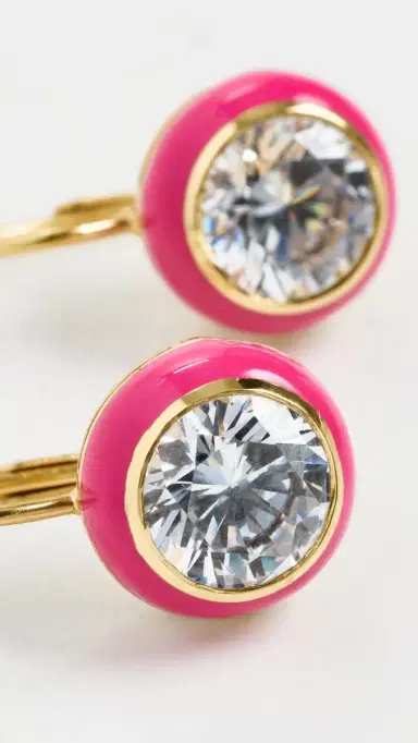 HART Enamel Bezel Drop Earrings Hot Pink One Size | Thumbnail 4