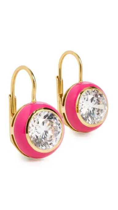 HART Enamel Bezel Drop Earrings Hot Pink One Size | Thumbnail 5