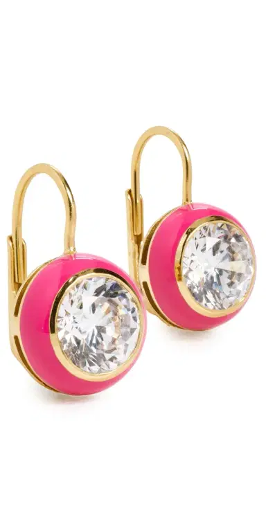HART Enamel Bezel Drop Earrings Hot Pink One Size | Thumbnail 1