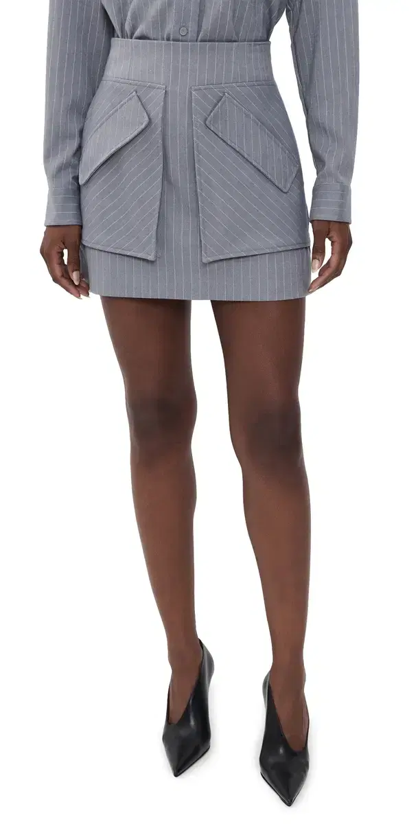 Cherry Pinstripe Mini Skirt Grey/White