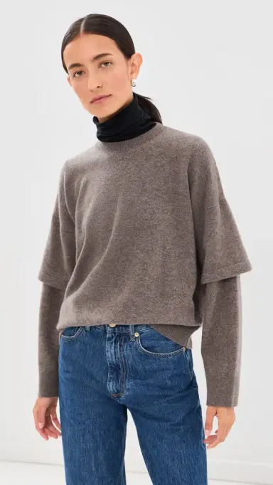DARKPARK Troy Knit Double Sleeve Sweater Brown | Thumbnail 2 DARKPARK Troy Knit Double Sleeve Sweater Brown | Thumbnail 2