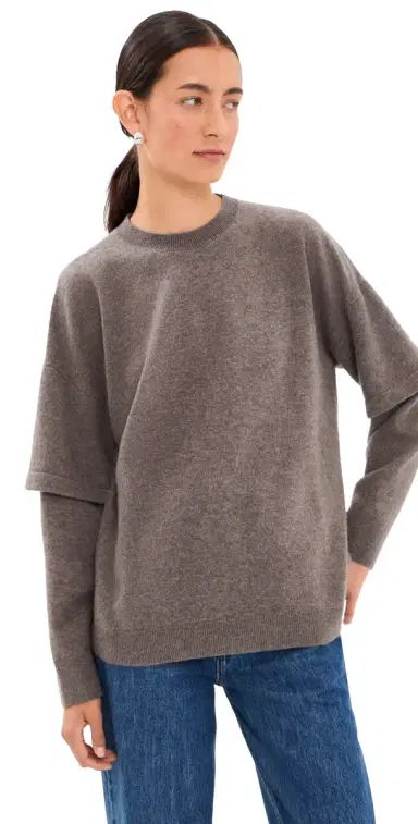 DARKPARK Troy Knit Double Sleeve Sweater Brown | Thumbnail 1 DARKPARK Troy Knit Double Sleeve Sweater Brown | Thumbnail 1