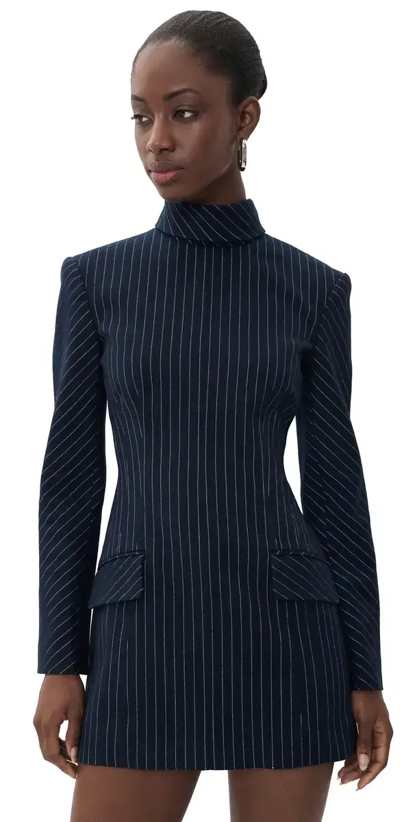 Aknvas Toni Pinstripe Dress Navy / White