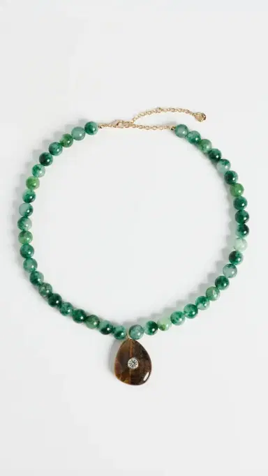 BaubleBar Jamie Semi-Precious Beaded Necklace Green One Size | Thumbnail 2