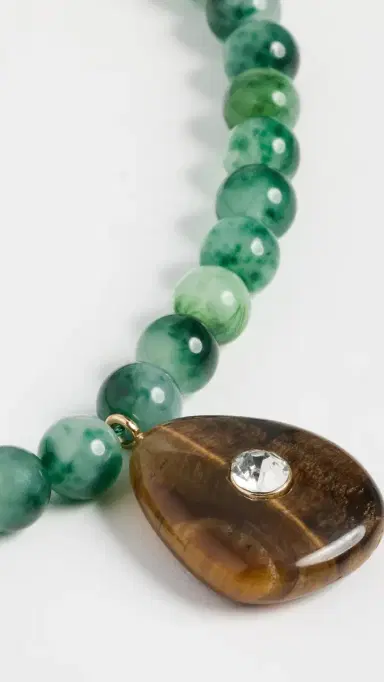 BaubleBar Jamie Semi-Precious Beaded Necklace Green One Size | Thumbnail 4