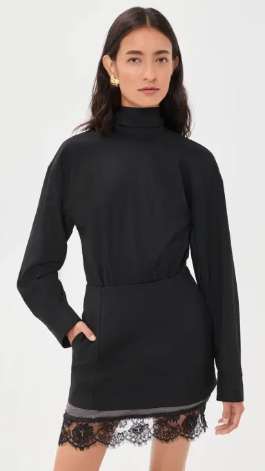 MSGM Combo Long Sleeve Dress Black | Thumbnail 2
