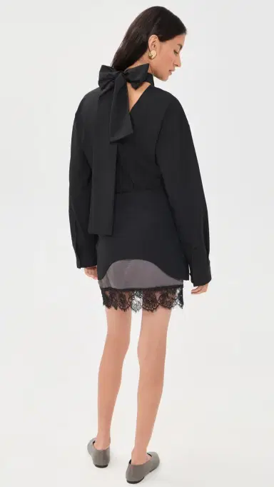 MSGM Combo Long Sleeve Dress Black | Thumbnail 3