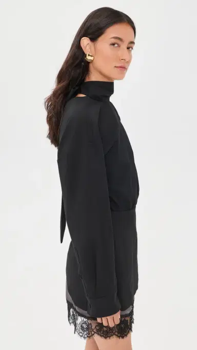 MSGM Combo Long Sleeve Dress Black | Thumbnail 4