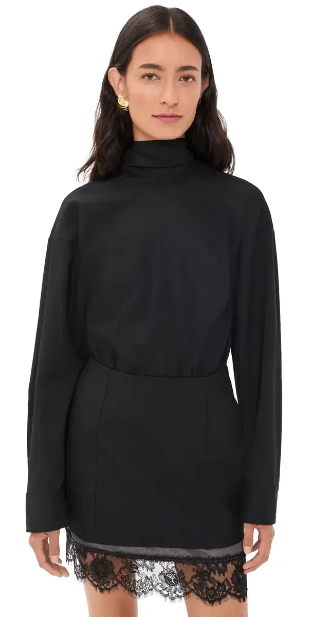 MSGM Combo Long Sleeve Dress Black