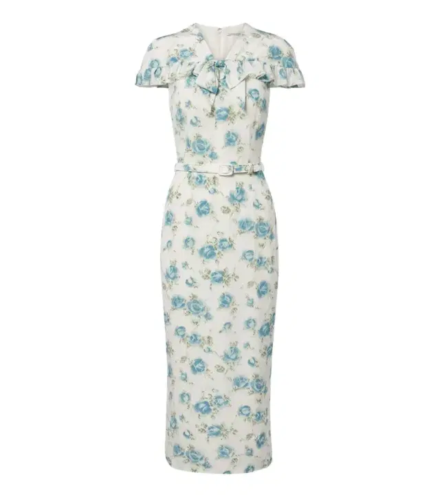 Alessandra Rich Caped floral silk midi dress