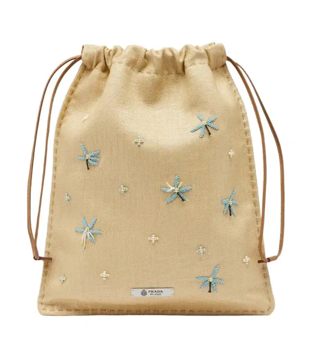 Wish beaded canvas pouch