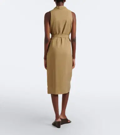 Max Mara Belted linen and silk midi dress | Thumbnail 2 Max Mara Belted linen and silk midi dress | Thumbnail 2