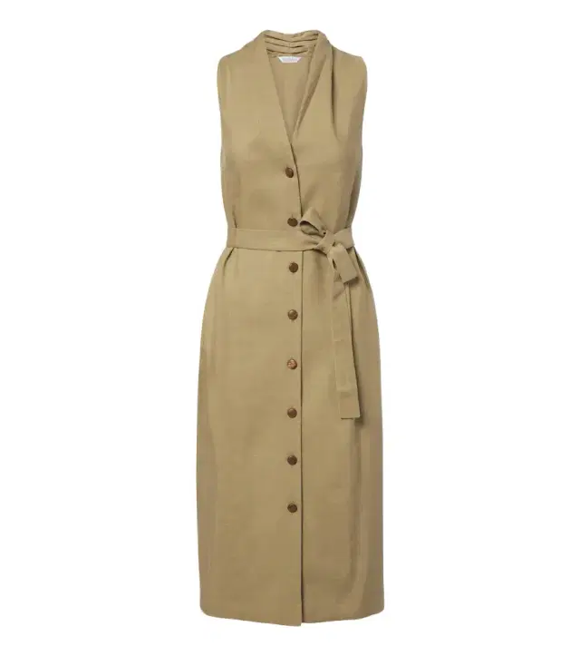 Max Mara Belted linen and silk midi dress