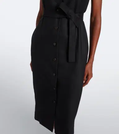 Max Mara Belted linen and silk midi dress | Thumbnail 3 Max Mara Belted linen and silk midi dress | Thumbnail 3