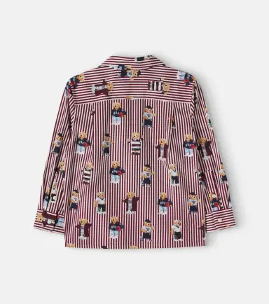 POLO RALPH LAUREN KIDS Polo Bear striped cotton shirt | Thumbnail 2