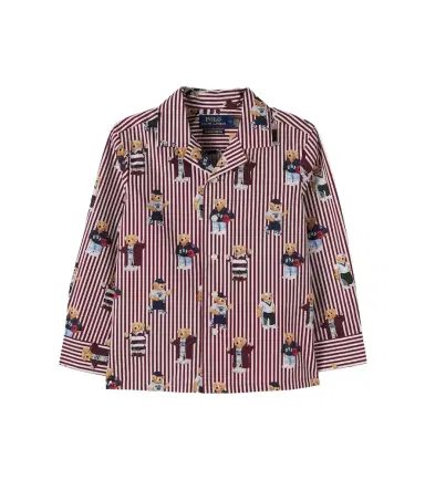 POLO RALPH LAUREN KIDS Polo Bear striped cotton shirt | Thumbnail 1
