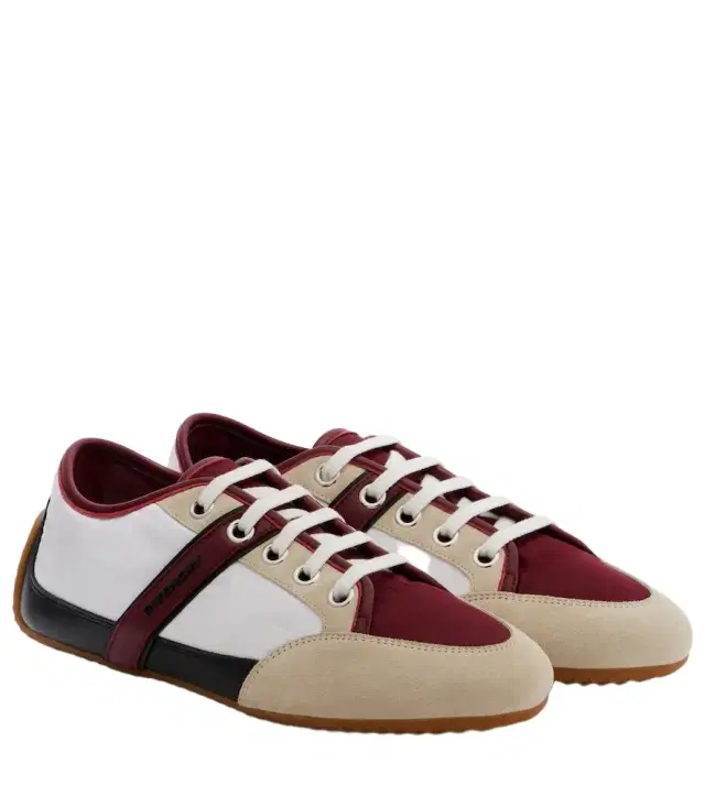 Slim suede-trimmed sneakers
