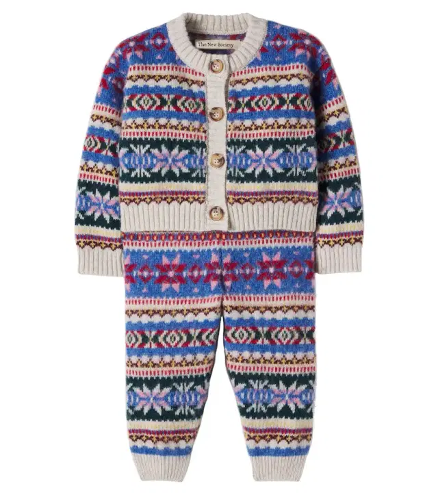 THE NEW SOCIETY Baby wool-blend cardigan and pants set