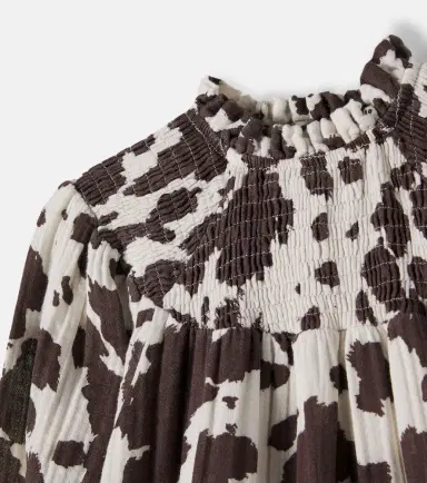 THE NEW SOCIETY Zephyr cow-print shirred cotton dress | Thumbnail 2