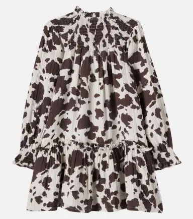 THE NEW SOCIETY Zephyr cow-print shirred cotton dress | Thumbnail 3