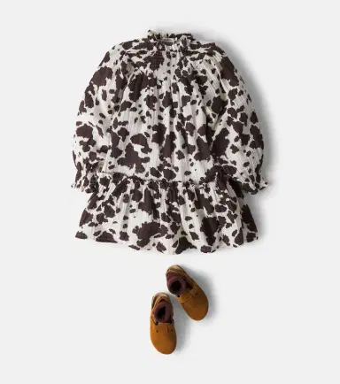 THE NEW SOCIETY Zephyr cow-print shirred cotton dress | Thumbnail 4