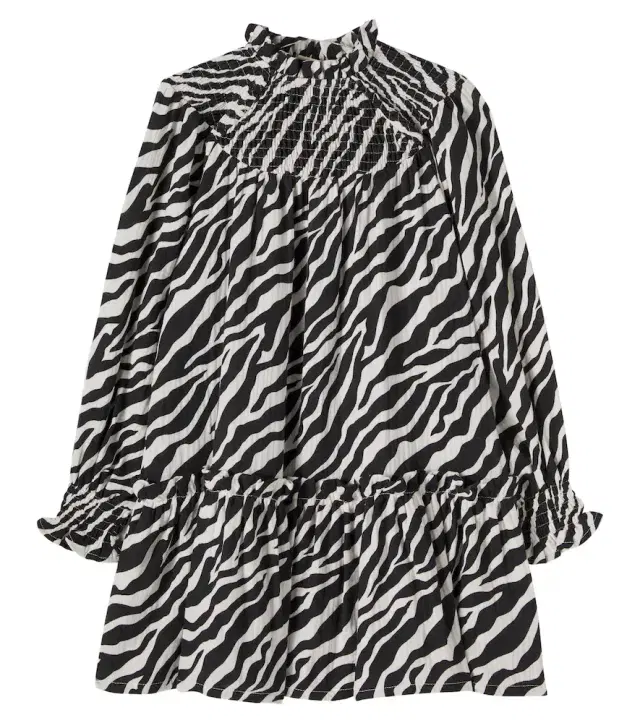 THE NEW SOCIETY Zephyr shirred zebra-print cotton dress