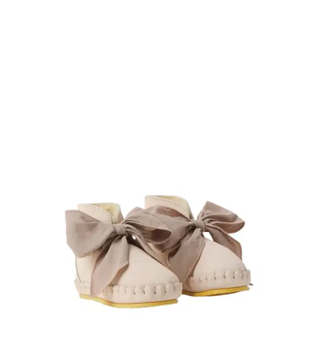 DONSJE Baby Pina organza-trimmed leather booties