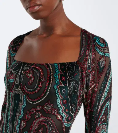 Etro Paisley jersey and chenille gown | Thumbnail 3
