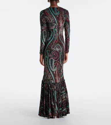 Etro Paisley jersey and chenille gown | Thumbnail 4