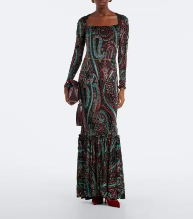 Etro Paisley jersey and chenille gown | Thumbnail 5