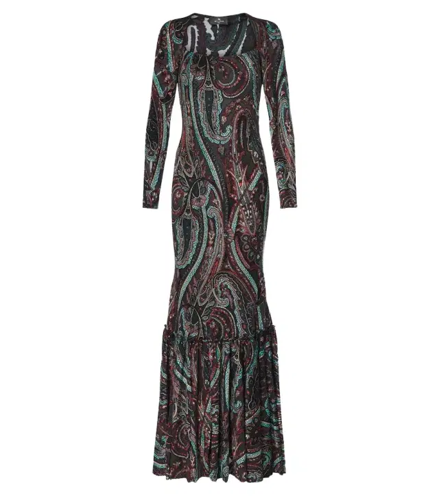 Etro Paisley jersey and chenille gown