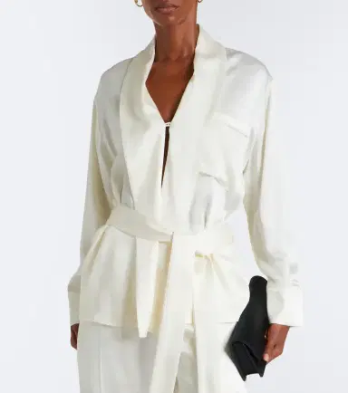 Victoria Beckham Alba belted satin blouse | Thumbnail 3