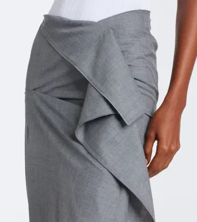 Victoria Beckham Asymmetric draped wool midi skirt | Thumbnail 3