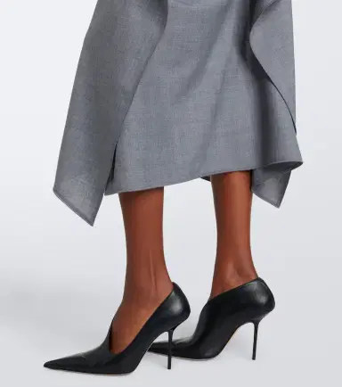 Victoria Beckham Asymmetric draped wool midi skirt | Thumbnail 4