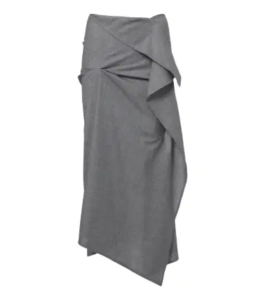 Victoria Beckham Asymmetric draped wool midi skirt | Thumbnail 1