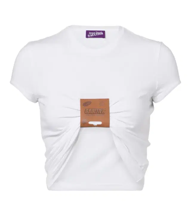 Jean Paul Gaultier Leather-trimmed cropped T-shirt