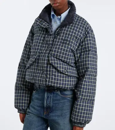 Miu Miu Reversible checked cotton flannel down jacket | Thumbnail 3