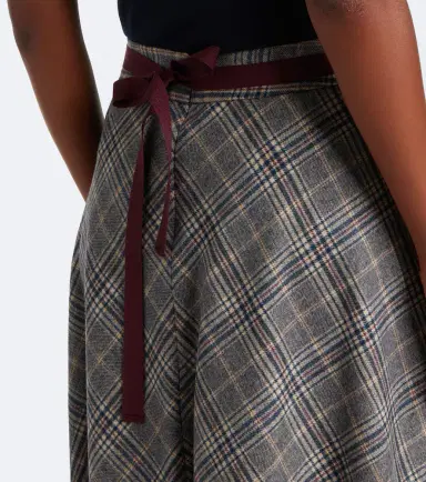 'S Max Mara 'S Max Mara Belted plaid virgin wool midi skirt | Thumbnail 3 'S Max Mara 'S Max Mara Belted plaid virgin wool midi skirt | Thumbnail 3