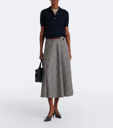'S Max Mara 'S Max Mara Belted plaid virgin wool midi skirt | Thumbnail 4 'S Max Mara 'S Max Mara Belted plaid virgin wool midi skirt | Thumbnail 4