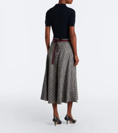 'S Max Mara 'S Max Mara Belted plaid virgin wool midi skirt | Thumbnail 6 'S Max Mara 'S Max Mara Belted plaid virgin wool midi skirt | Thumbnail 6