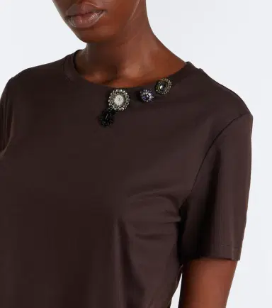 'S Max Mara 'S Max Mara Embellished cotton-blend jersey T-shirt | Thumbnail 5 'S Max Mara 'S Max Mara Embellished cotton-blend jersey T-shirt | Thumbnail 5