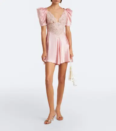 Rodarte Lace-trimmed silk satin minidress | Thumbnail 2