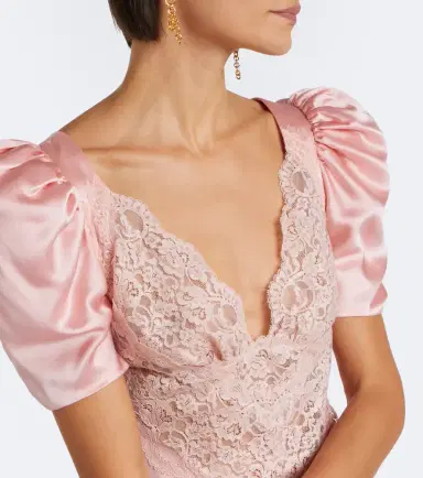 Rodarte Lace-trimmed silk satin minidress | Thumbnail 3