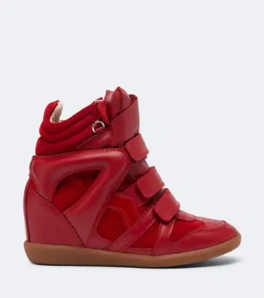 Isabel Marant Beckett leather and suede wedge sneakers | Thumbnail 2