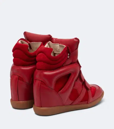 Isabel Marant Beckett leather and suede wedge sneakers | Thumbnail 4